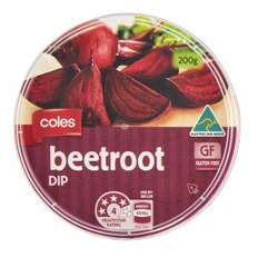 One pottle of Coles beetroot dip
