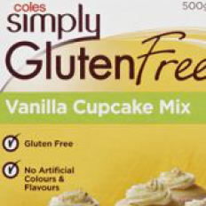 1 packet of Coles simply gluten free vanilla cupcake mix