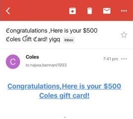 Email giftcard screenshot