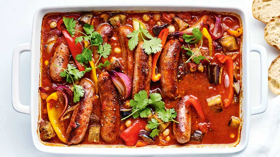 Chorizo and tomato bake