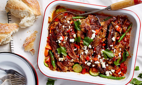 Braised tomato lamb forequarter chops with fetta