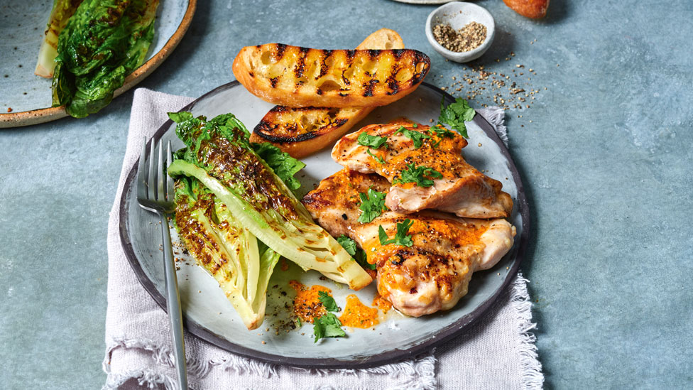 Chargrilled chicken with roasted capsicum sauce
