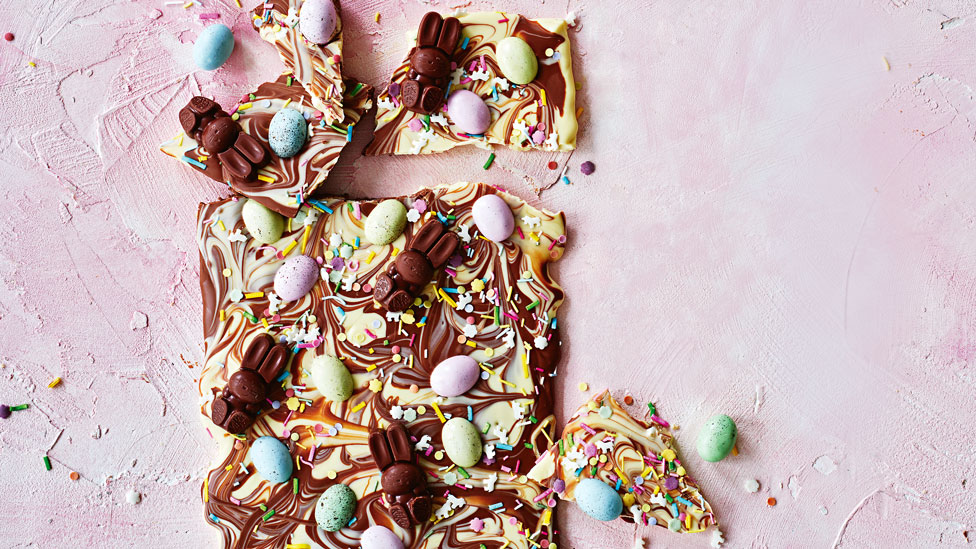 Easter swirl chocolate bark