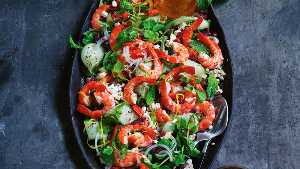 Prawn, watercress and pearl couscous salad
