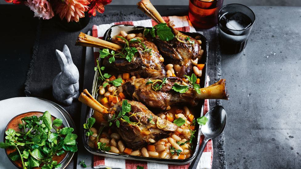 Curtis Stone’s slow-roasted lamb shanks with cannellini beans