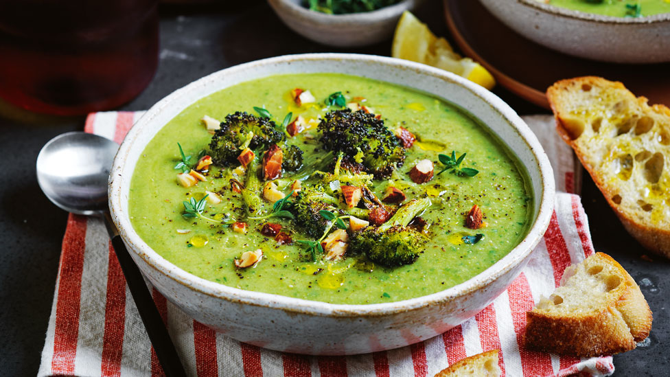 Curtis Stone’s creamy broccoli soup with crispy florets