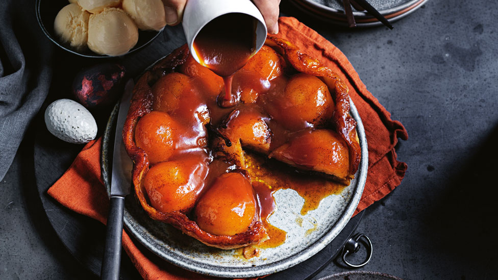 Curtis Stone's spiced pear upsdie-down caramel tart