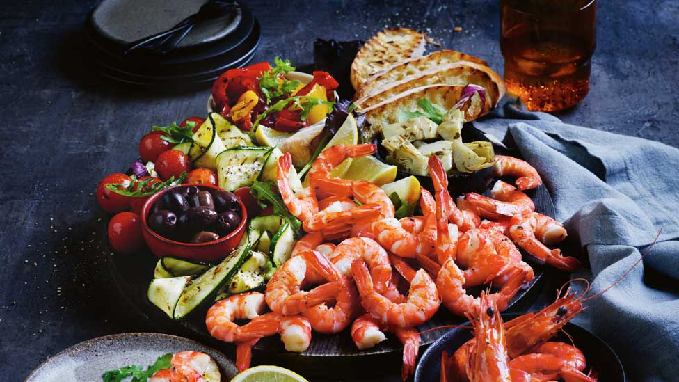 Prawn antipasti salad platter 