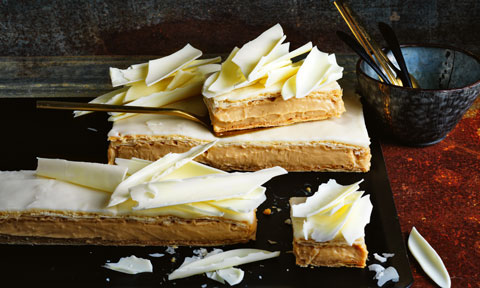 Caramelised white chocolate vanilla slice