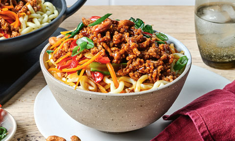 Pork and cashew noodle stir-fry