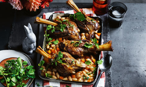 Curtis Stone’s slow-roasted lamb shanks with cannellini beans 