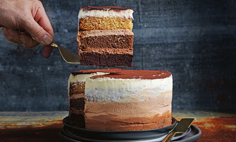 Triple chocolate layer cake 