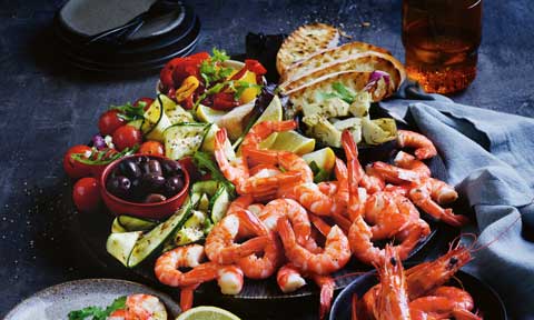 Prawn antipasti salad platter