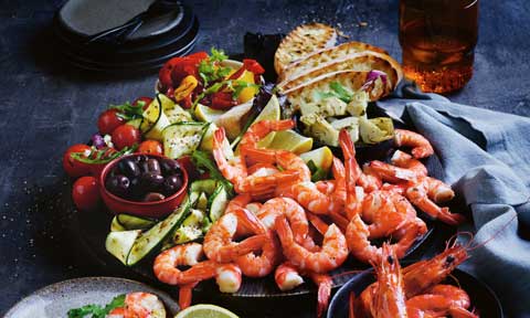 Prawn antipasti salad platter 