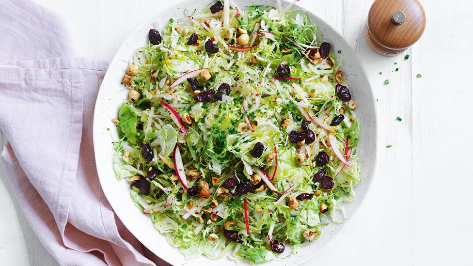 Brussels Sprout and Apple Slaw in Bowl