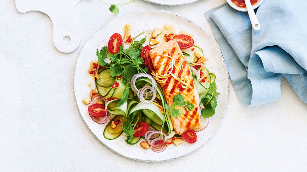 Salmon with Thai style salad dish