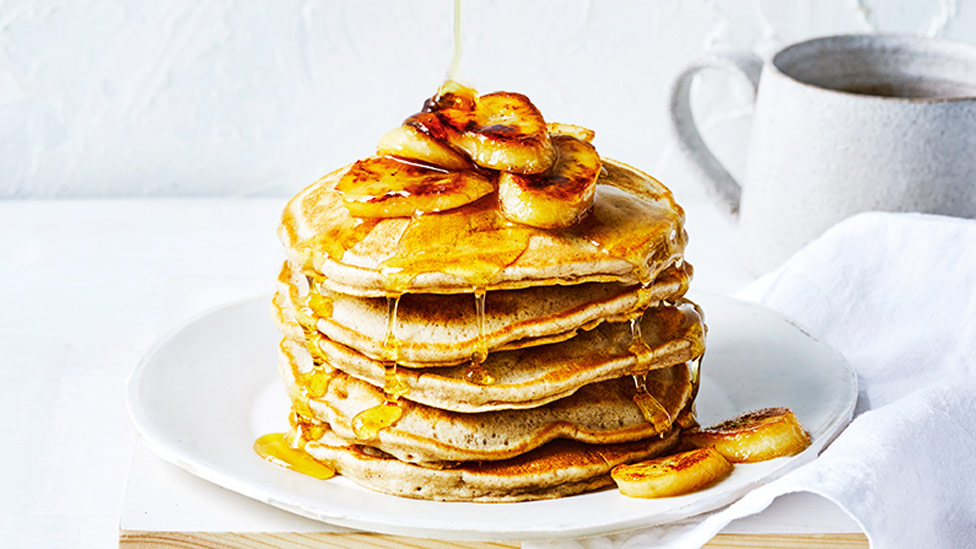 Stack of banana pancakes