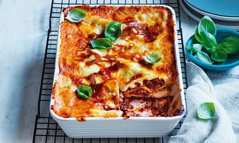 A pan of beef lasagne