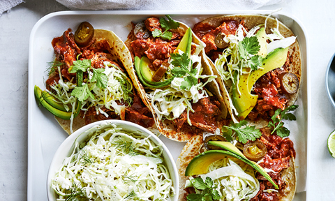 Mexican-style pulled pork with slaw