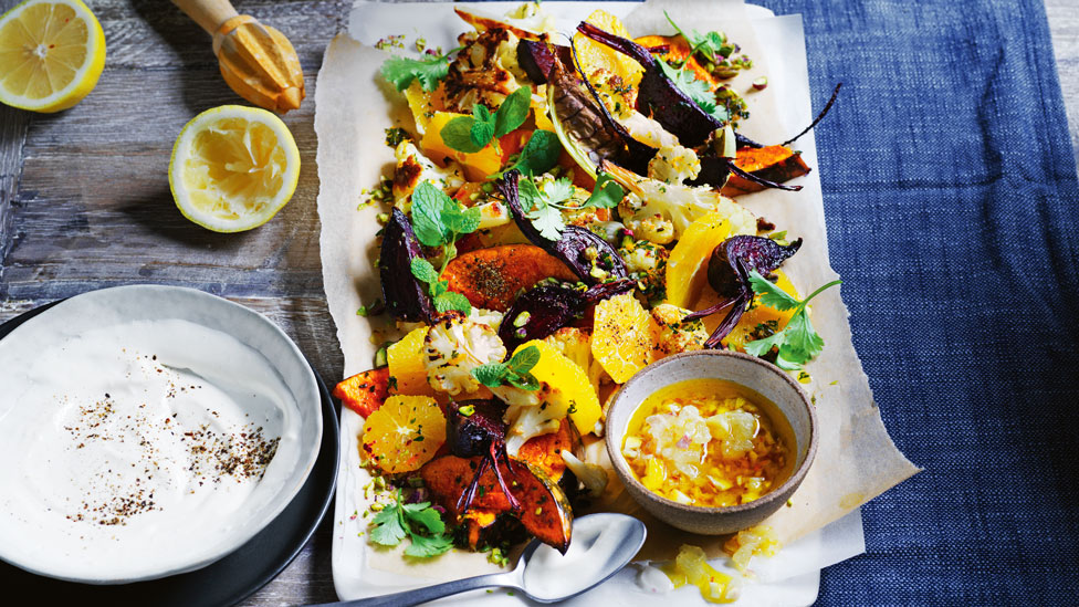 Roasted vegetables with whole lemon dressing