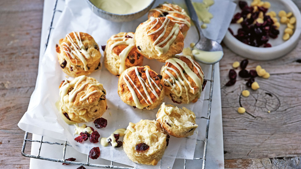 White choc and cranberry scones