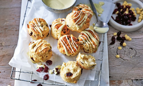 White choc and cranberry scones