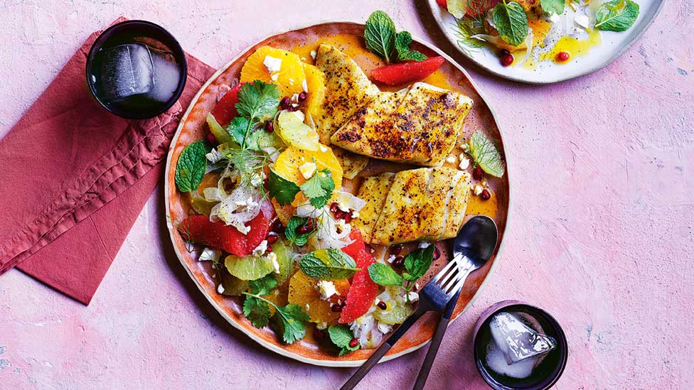 Moroccan-spiced barramundi with citrus salad