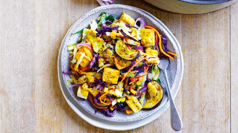 Tofu and eggplant stir-fry