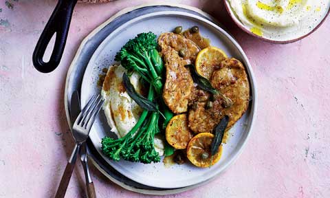 Lemon and caper pork steaks