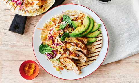 Quick BBQ chicken wraps