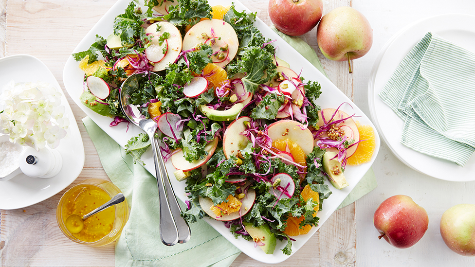 Apple, kale and radish salad with orange vinaigrette