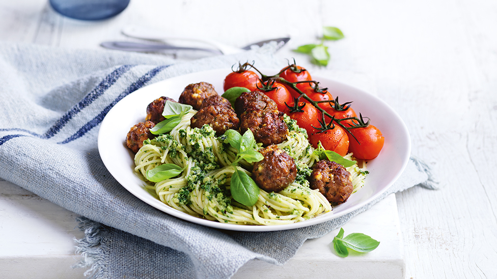 Beef and fetta meatballs with spaghetti recipe