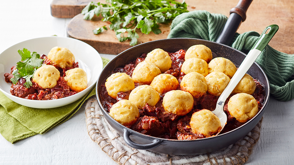 Quick and Easy Beef Chilli with Polenta Dumplings Recipe Coles