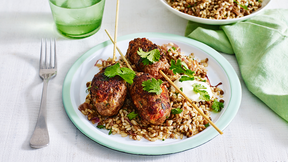 Beef Kofta with Lebanese Rice and Lentils Recipe Coles