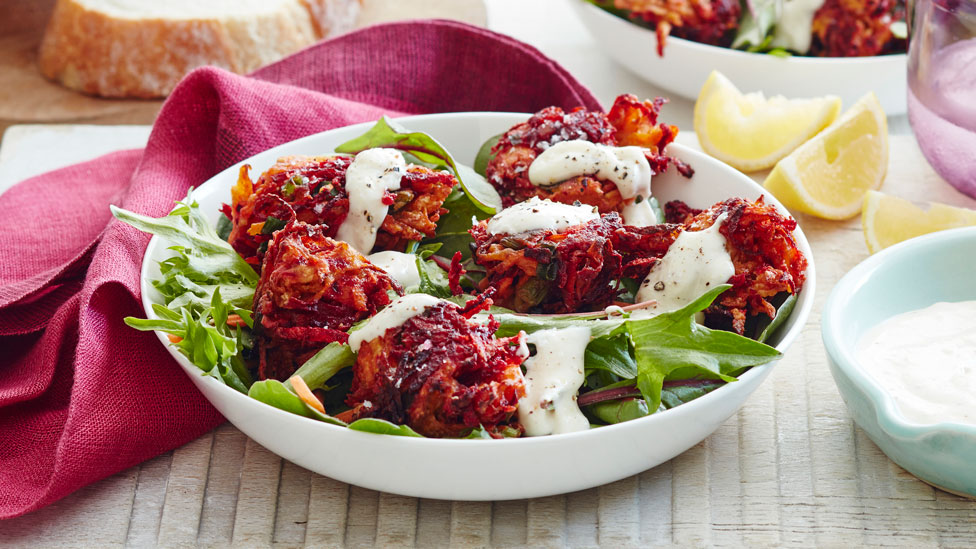 Carrot and beetroot fritters