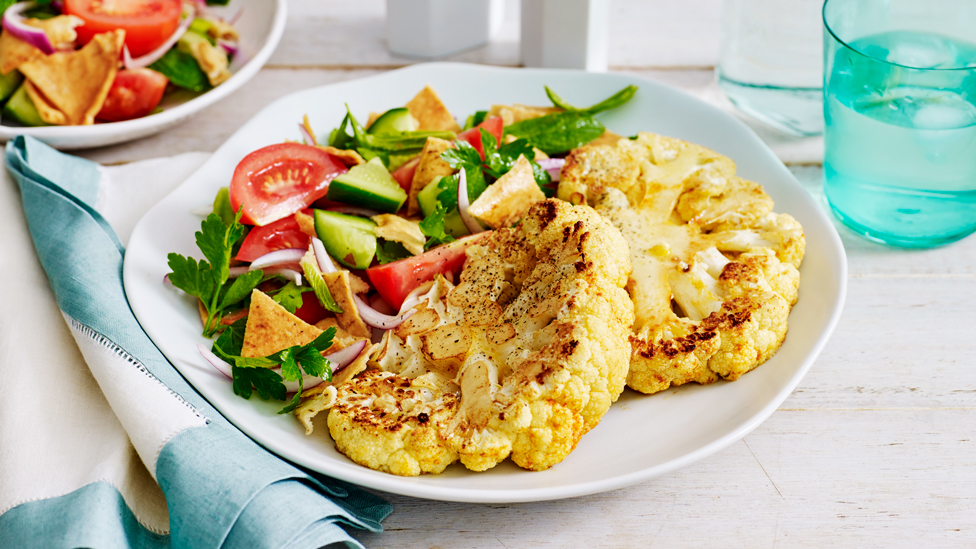 Cauliflower steaks with fattoush