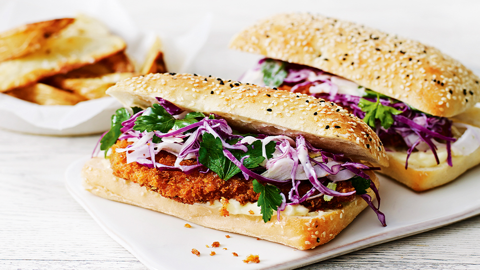 Chicken schnitzel roll with homemade wedges