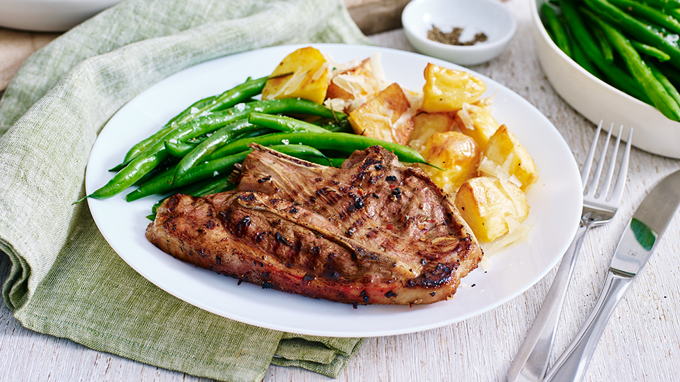 Chilli, lemon and rosemary lamb with parmesan garlic potatoes