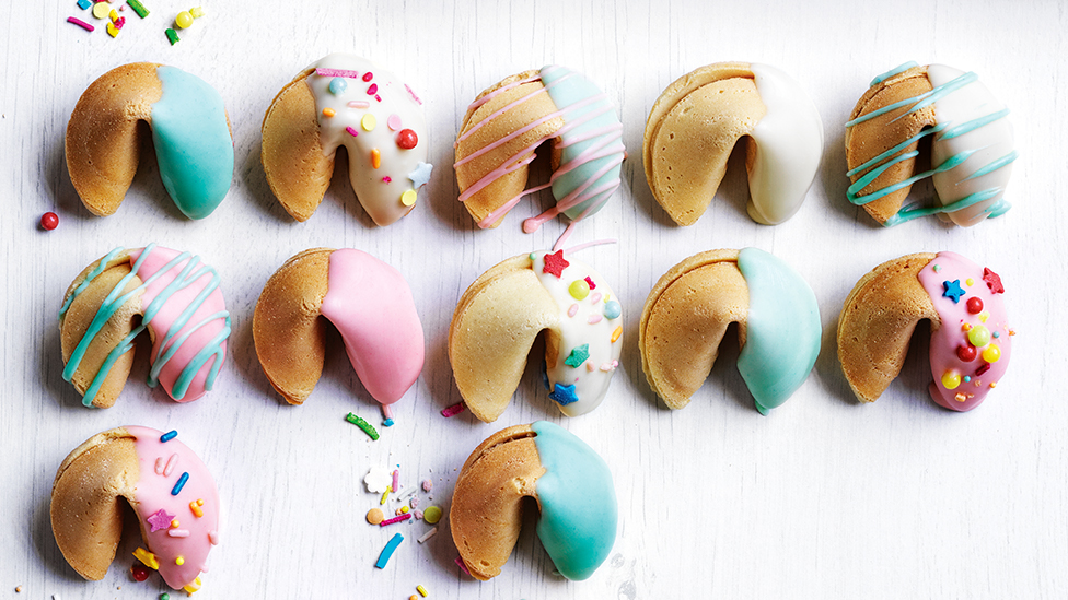 Choc-dipped fortune cookies