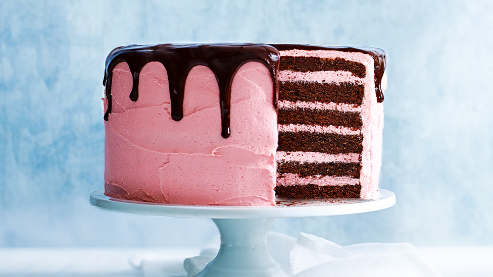 Chocolate raspberry layer cake