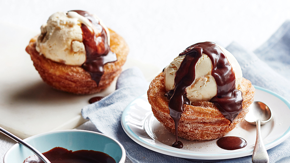 Churro ice-cream bowls