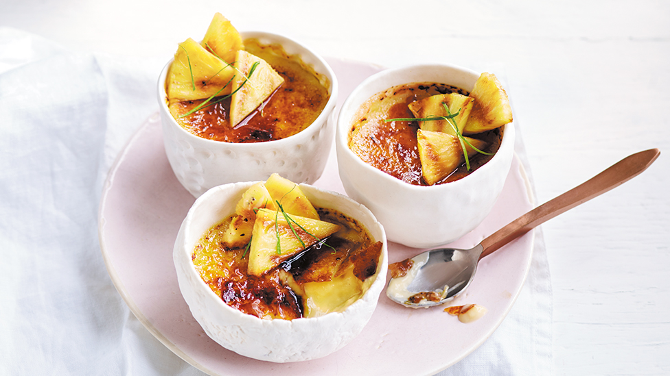 Coconut and kaffir lime crème brulées
