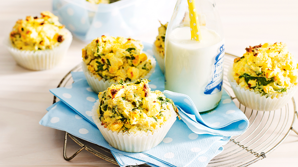 Corn, spinach and feta muffins