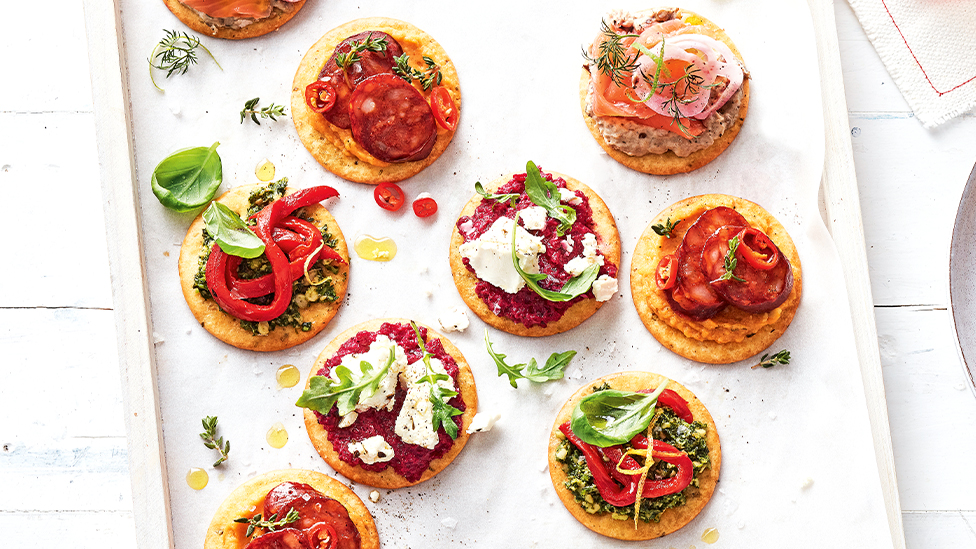 Crackers with toppings