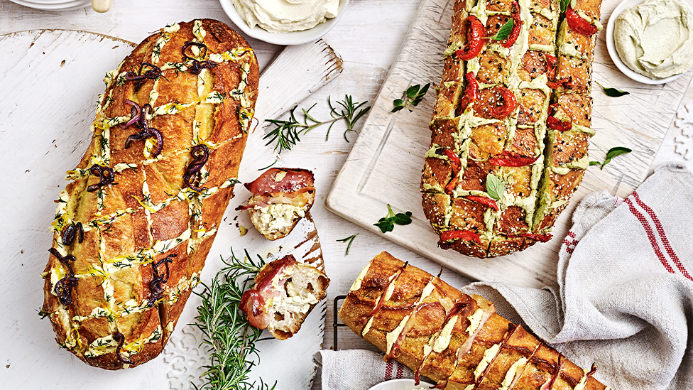 Cream cheese pull-apart loaves