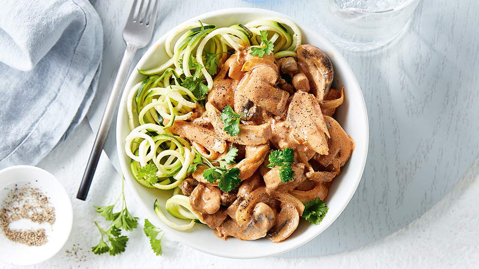 Creamy chicken stroganoff with zoodles