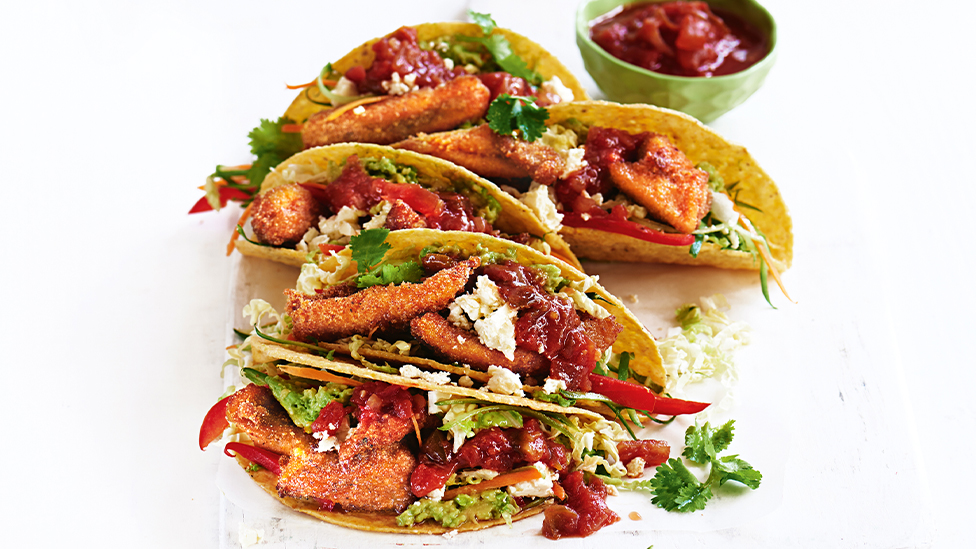 Crispy chicken tacos