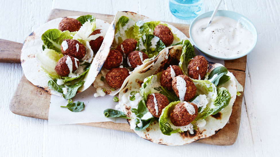 Curtis Stone's Almond falafel with gem lettuce