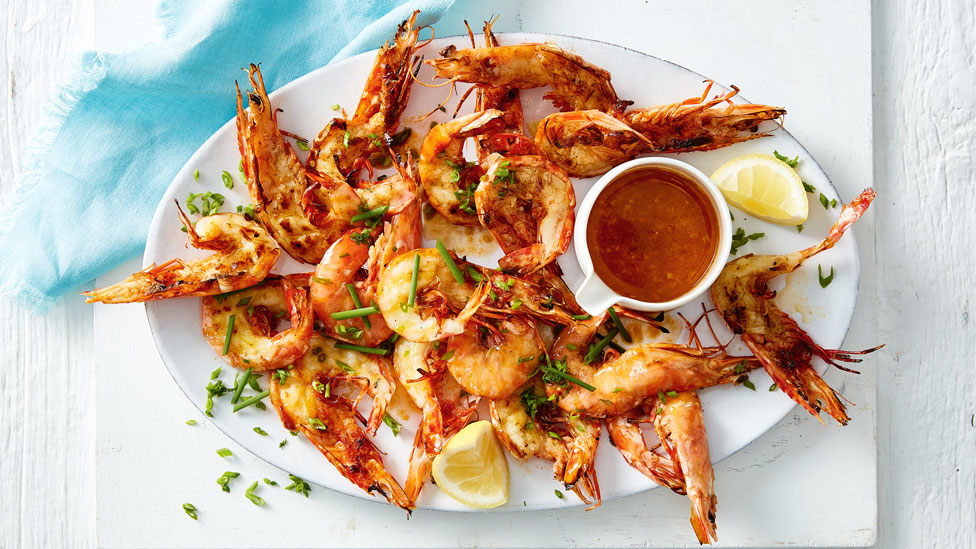 Curtis Stone's Barbecued prawns with passionfruit ponzu