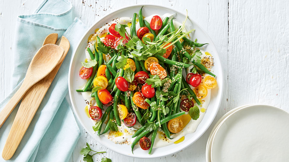 Curtis Stone's Green beans with tomatoes and sesame